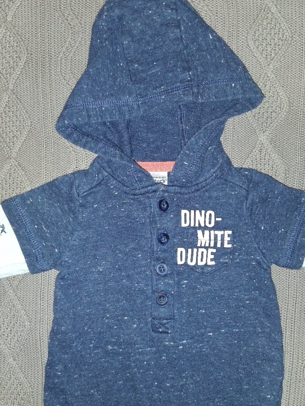 Kids Navy Hooded One-Piece with Dino Print